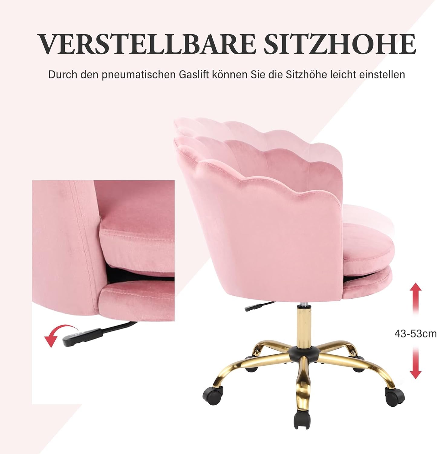 Drehstuhl, Rosa+gold