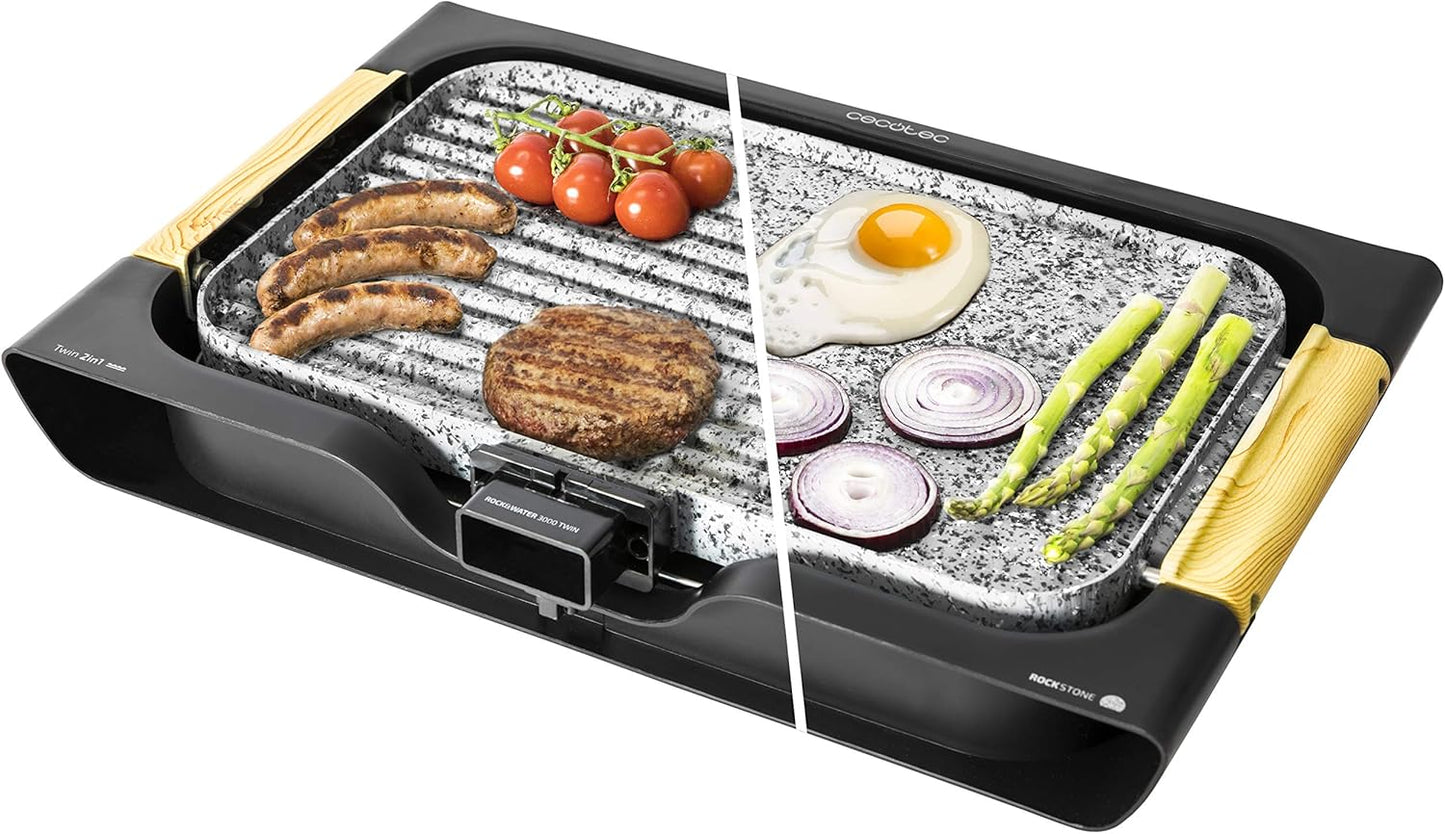 Grillplatte Rock&Water 2000, Grau und Schwarz / 2200W
