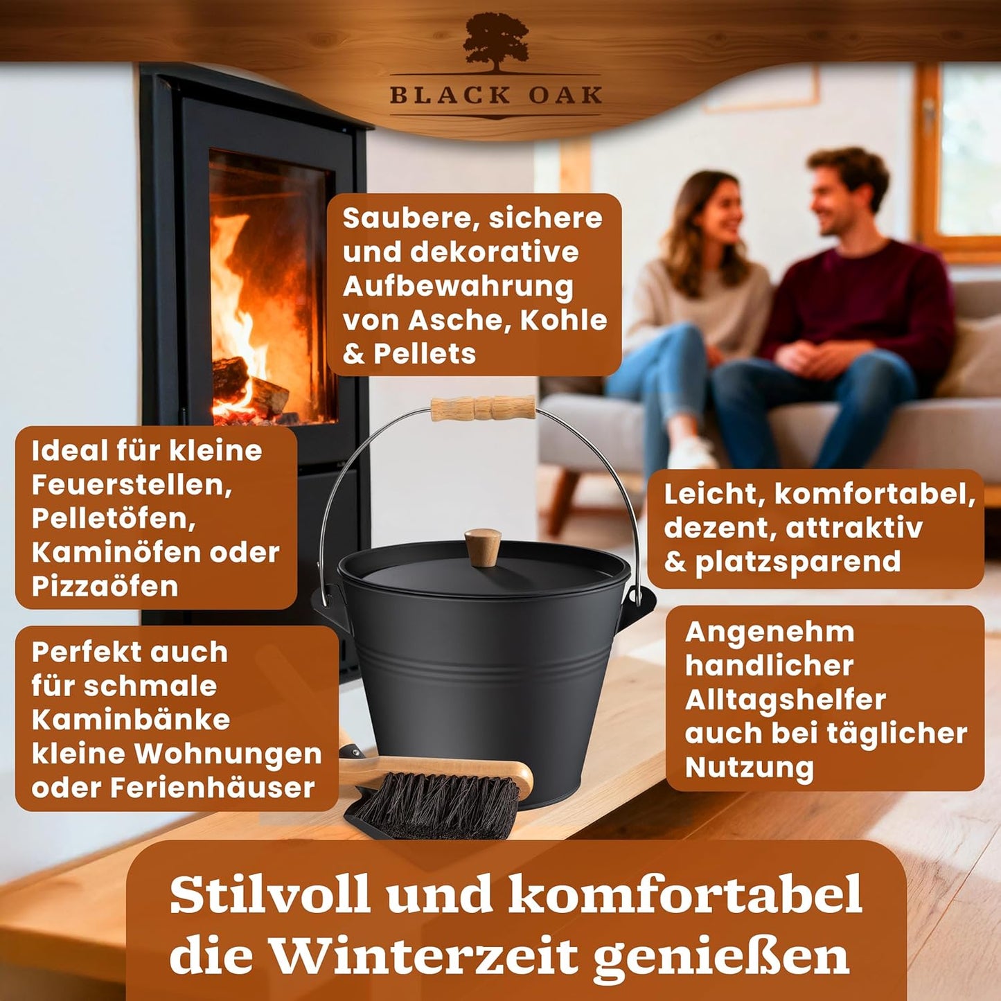 Ascheeimer Pago mit Kehrset, Pago 5L Eimer + Kehrset