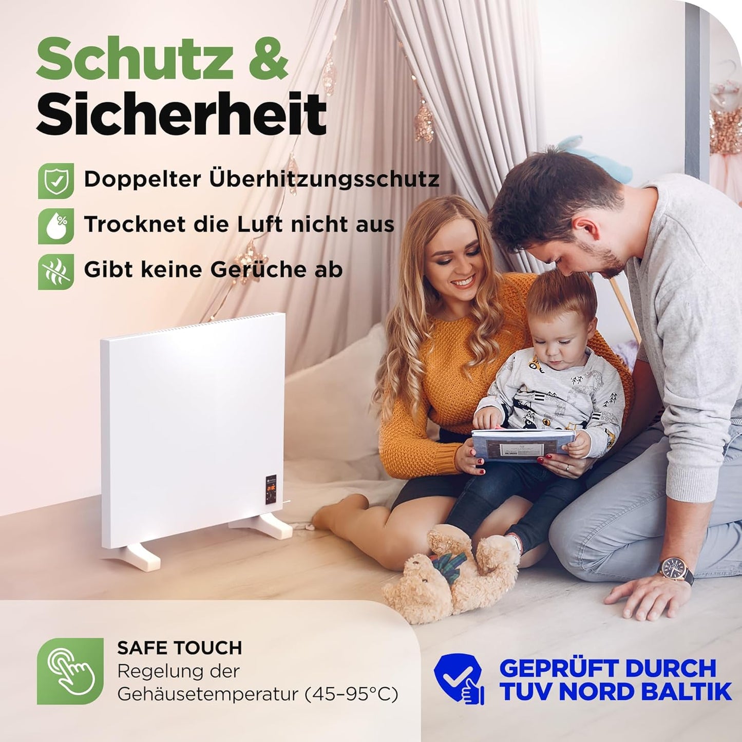 WiFi Infrarotheizung, 270 W bis 5 m2 Wifi - ‎weiß
