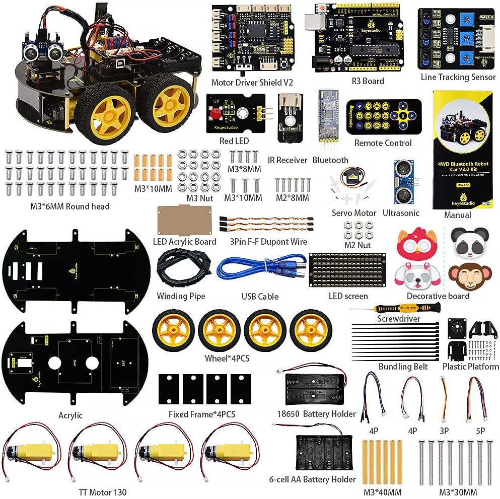 4WD Roboter Bausatz mit Mikrocontroller und Sensoren, 4wd Roboter Car Kit