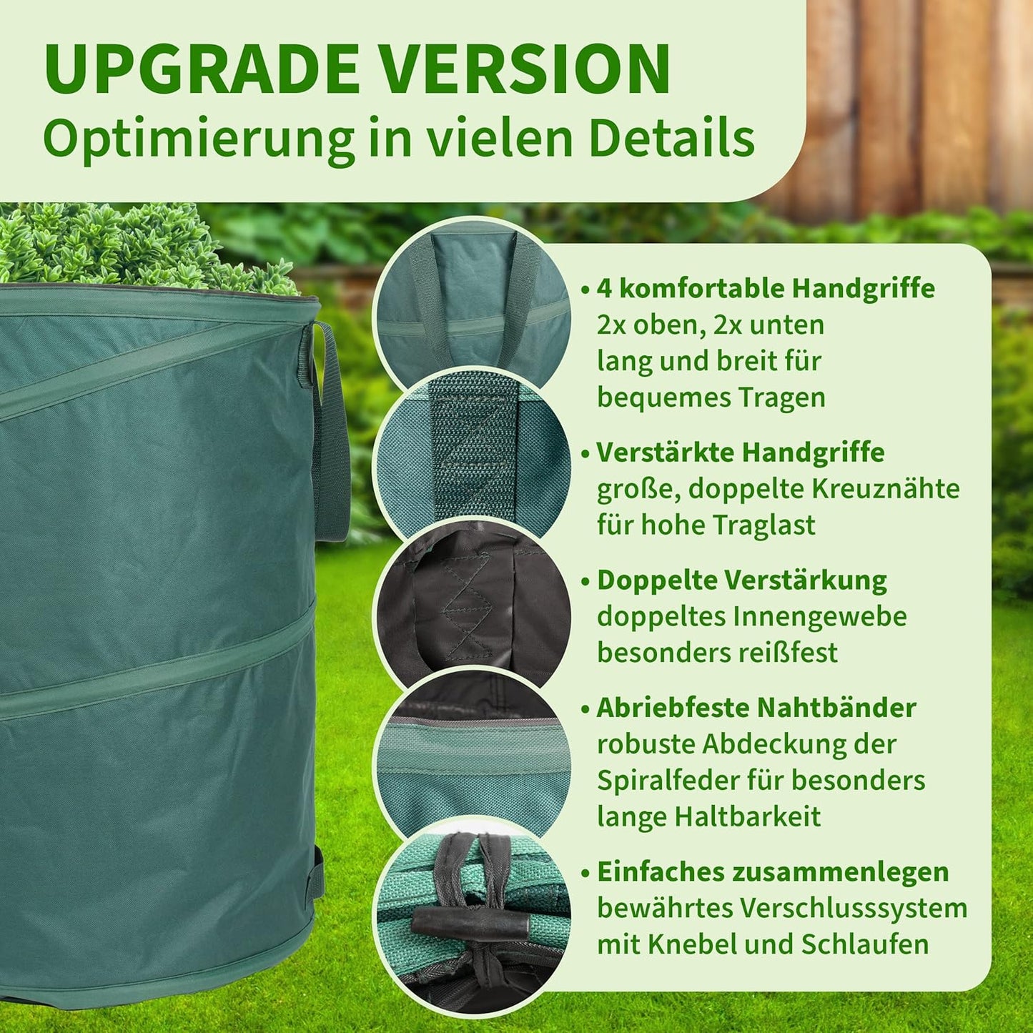 3er-Set Gartenabfallsack, 160L Premium 3x