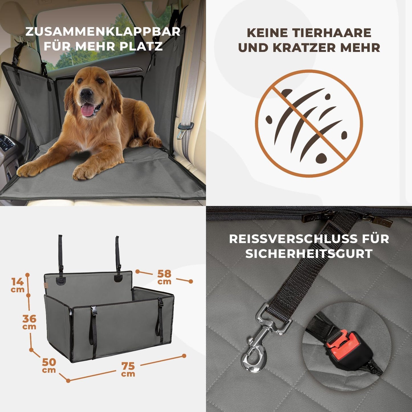 Wasserdichter Hunde-Autositz, L / Grau
