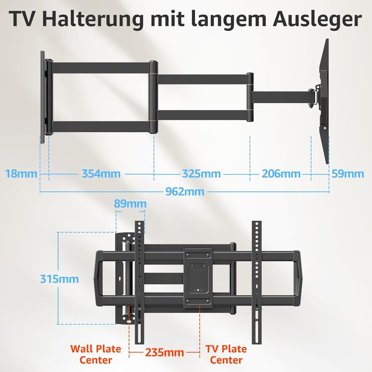 Langarm TV Wandhalterung 42-75 Zoll, 962mm Langarm TV Wandhalterung