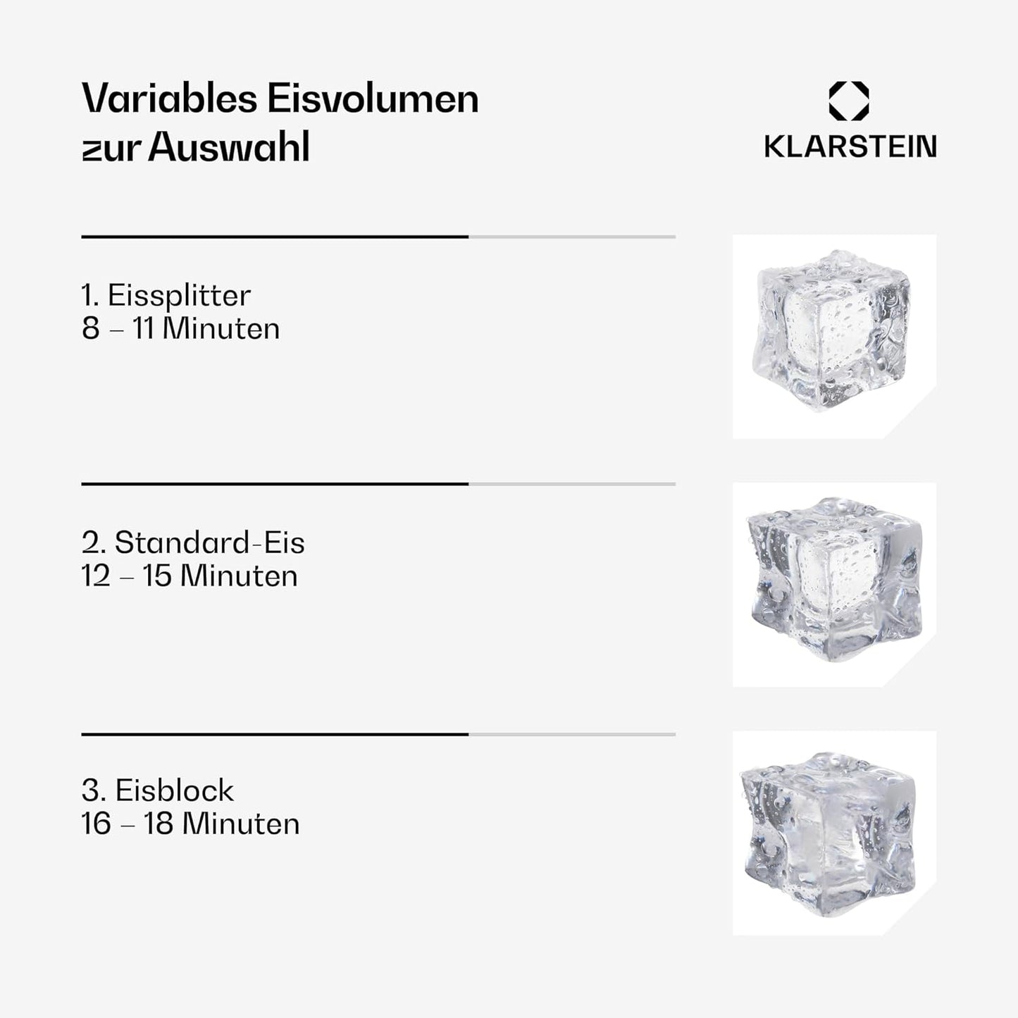 Eiswürfelmaschine mit Timer & Selbstreinigung (55 kg/24 h), 55 Kg / 24 H Schwarz & Edelstahl