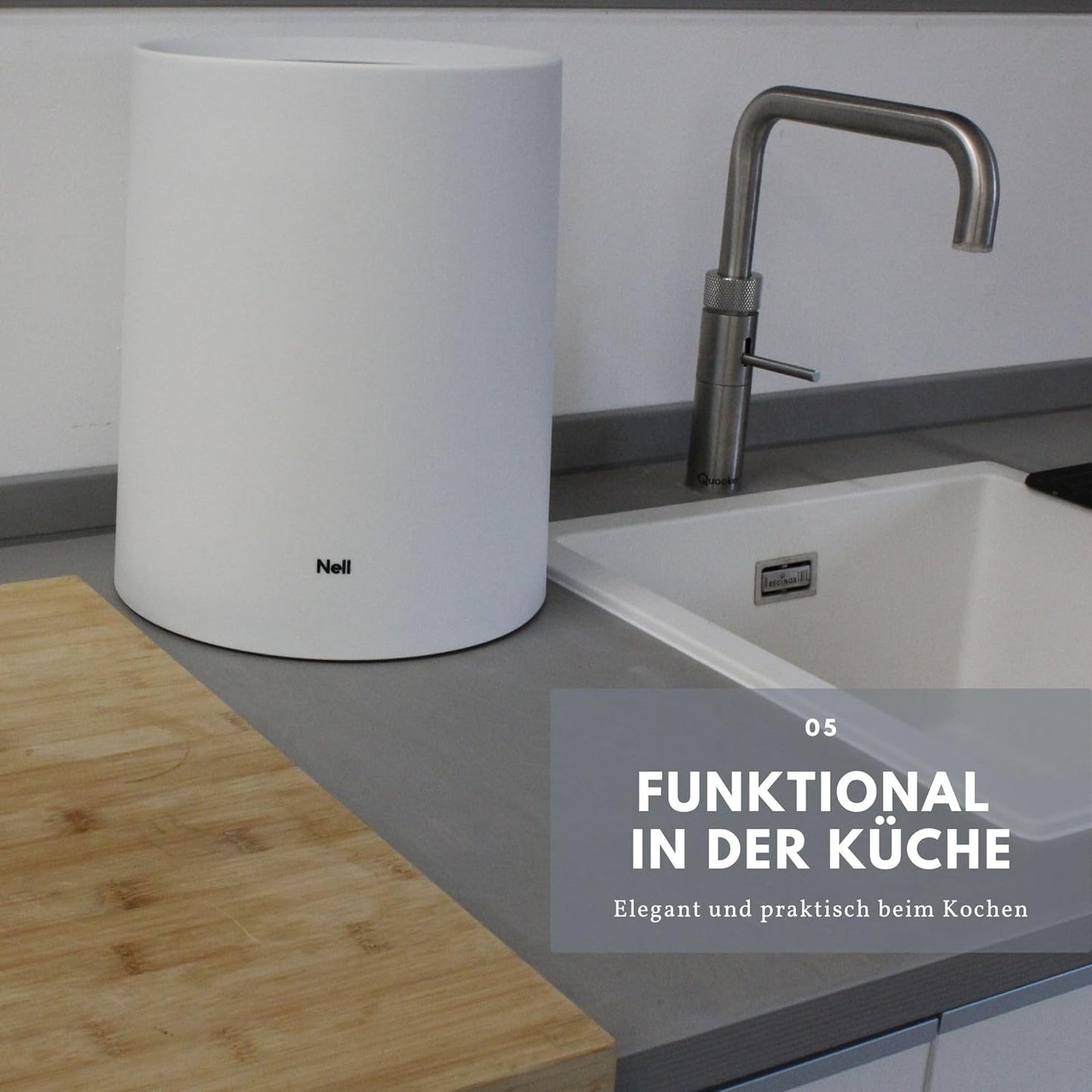 Eleganter Mülleimer, Weiss 12l ohne Deckel