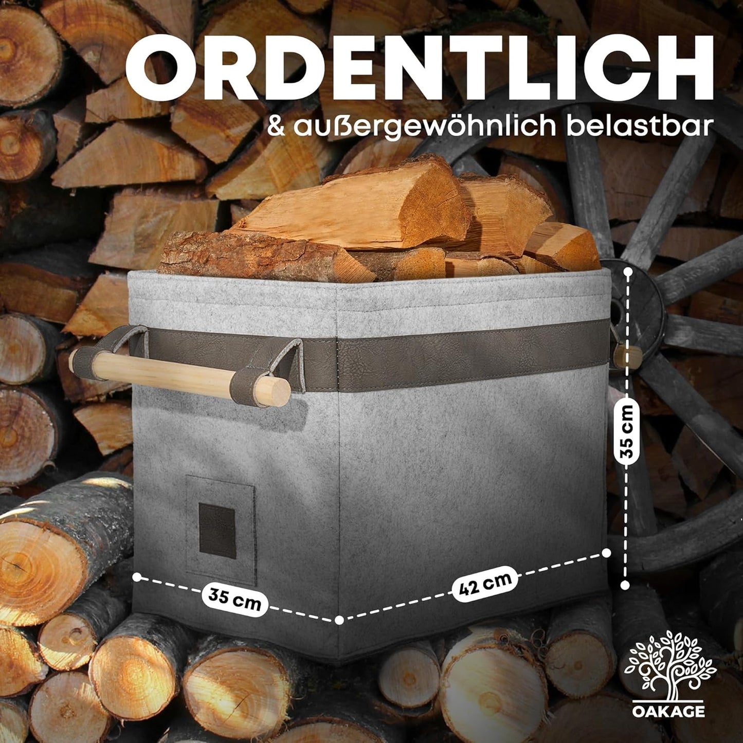 Holzkorb für Kaminholz, Hellgrau Single