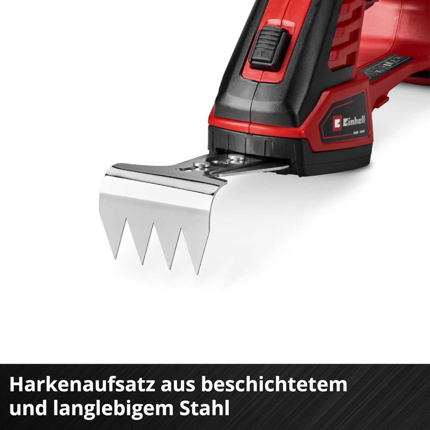 Akku-Gras-/Strauchschere 3 in 1, inkl. Harkenaufsatz