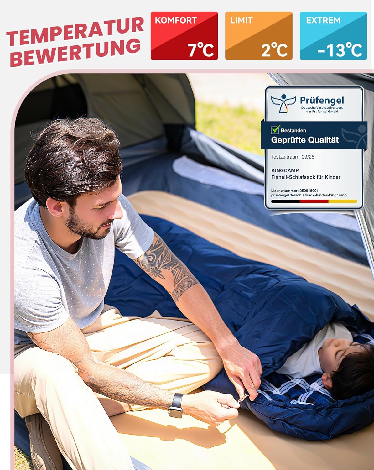 Kinderschlafsack für Camping und Outdoor, Navy L