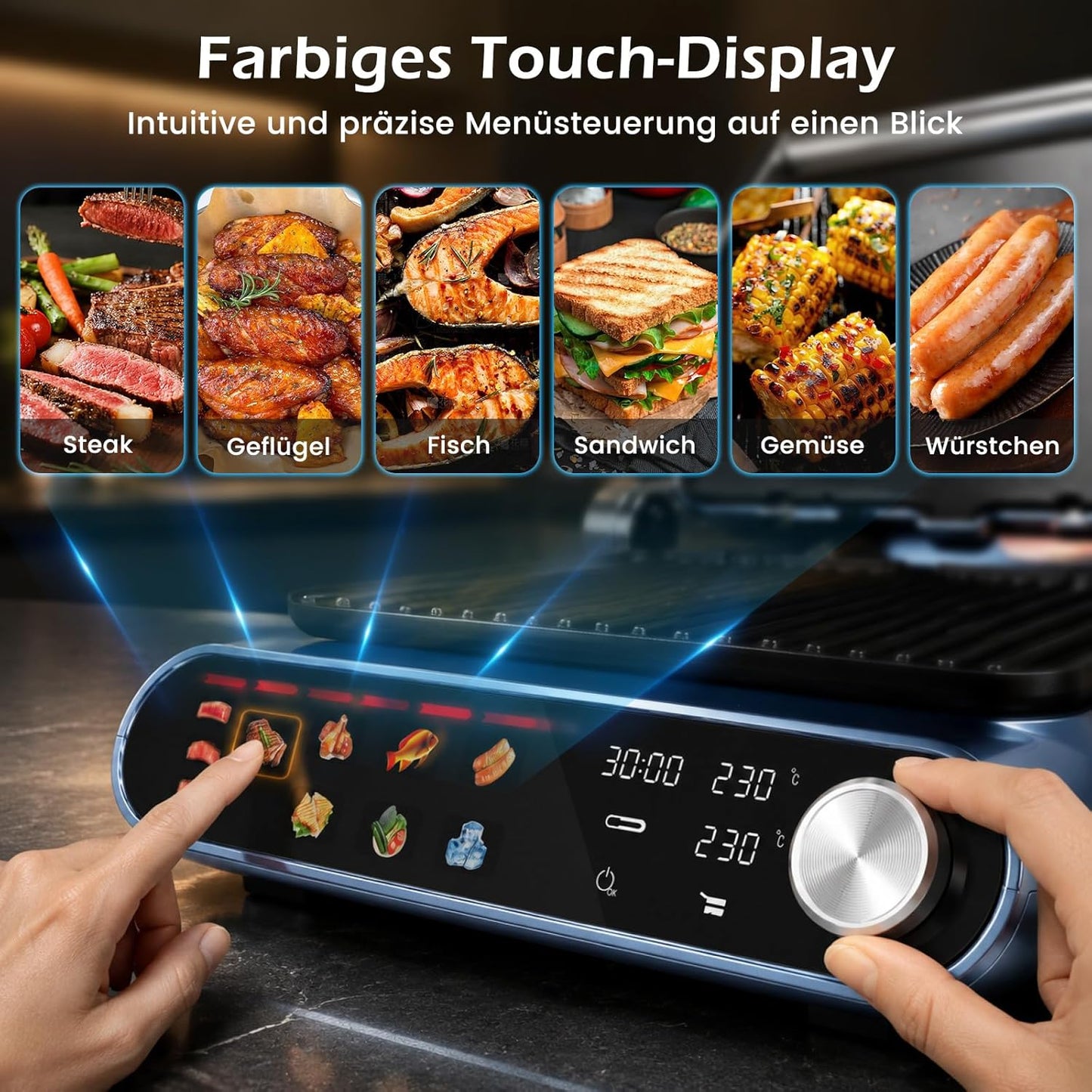 XXL-Kontaktgrill, Smart | Mit Farbdisplay & Temperatursonde