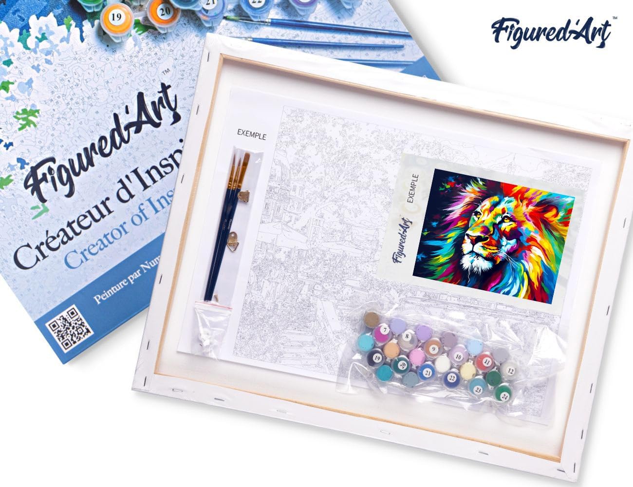 Malen nach Zahlen Set mit Rahmen Löwe Farbenfroh Abstrakt, Löwe Farbenfroh Abstrakt 40x50cm Mit Rahmen (bereits gespannt)