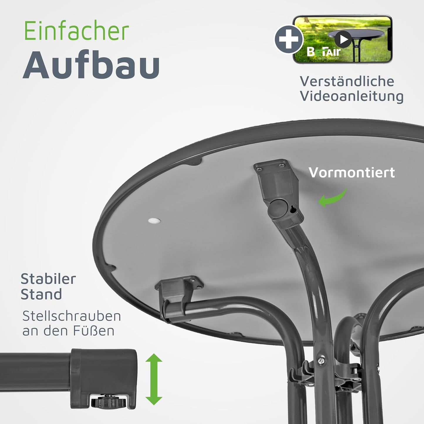 Klappbarer Stehtisch Nico, Anthrazit Ø 70