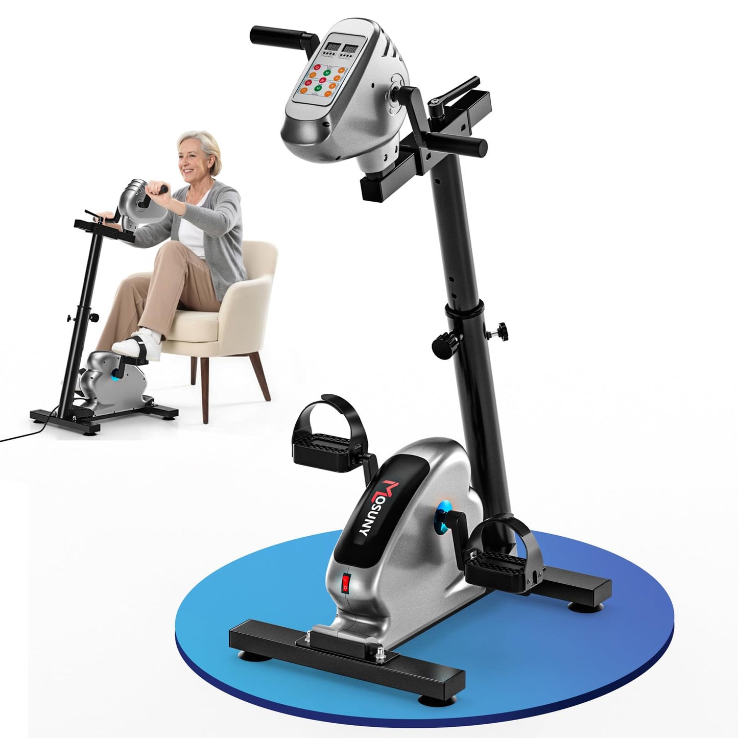 Elektrischer Pedaltrainer für Senioren, Schwarz Grau
