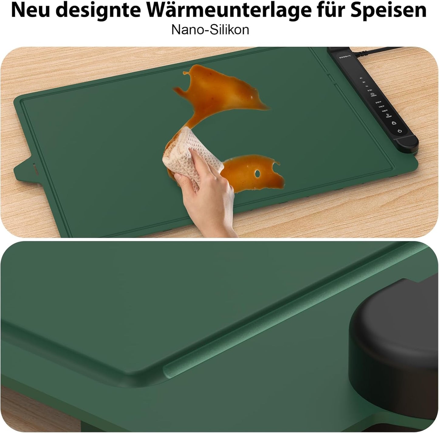 Elektrische Warmhalteplatte, 60 x 40 cm, Grün