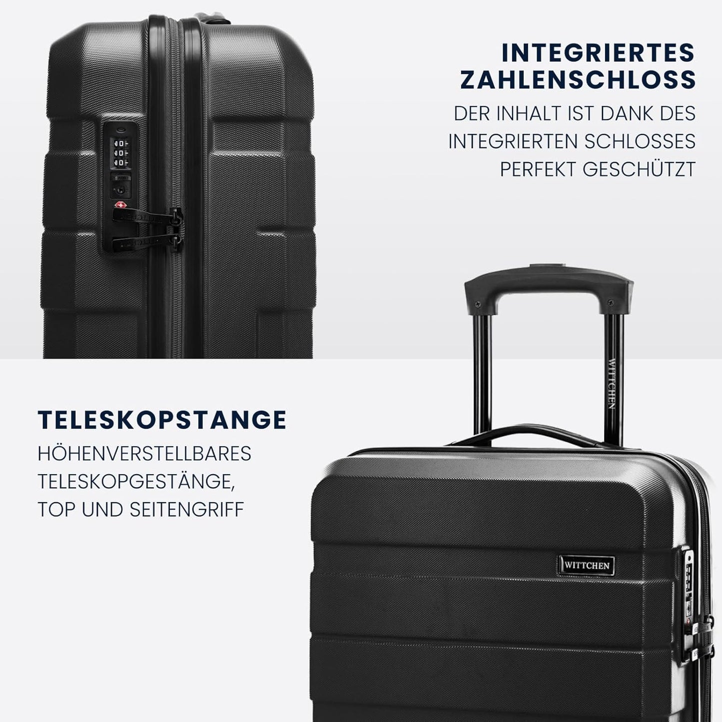 Comodo Line Hartschalenkoffer-Set 3-teilig, Koffer-Set 3tlg. Schwarz