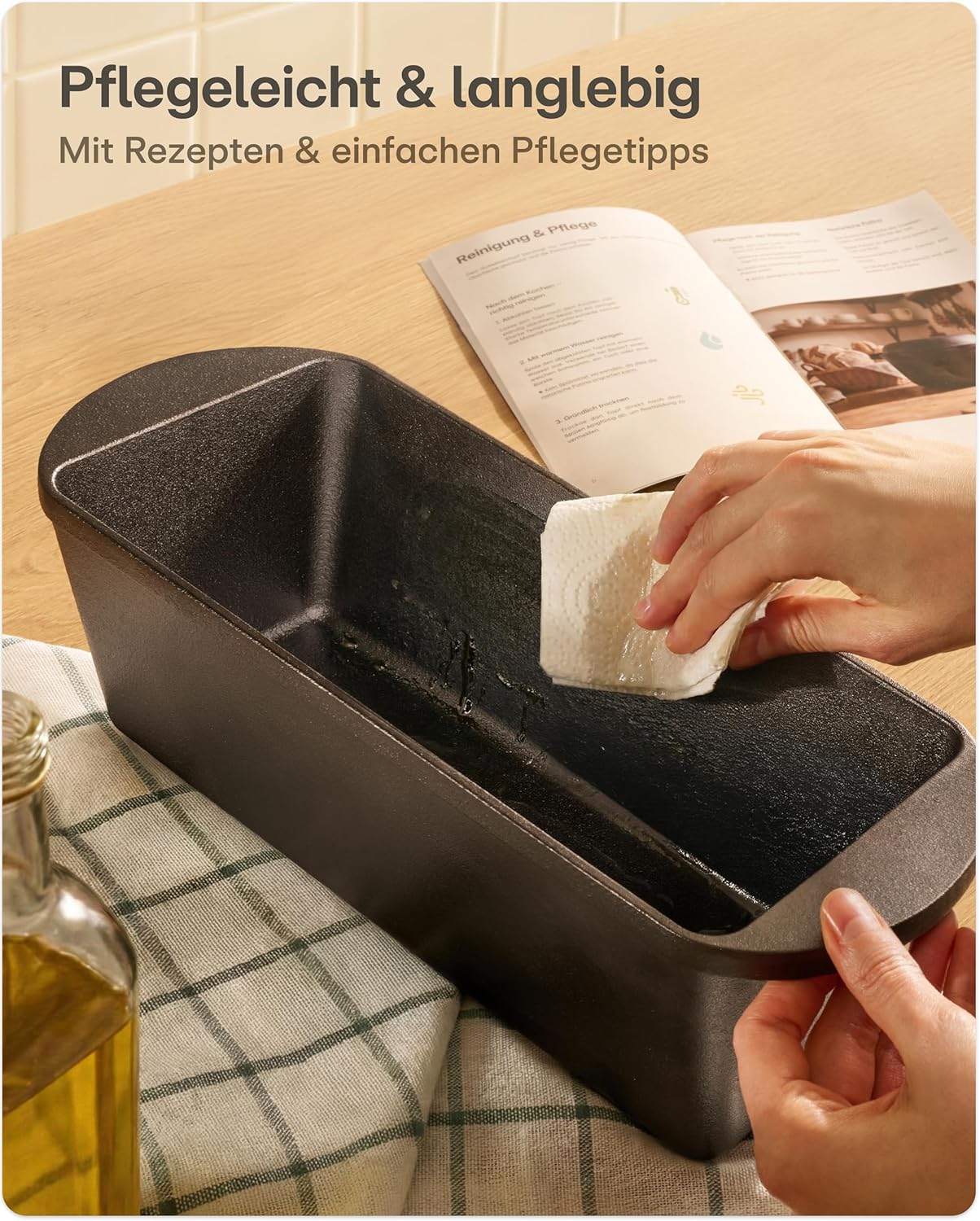 Brotbacktopf-Set mit Gärkorb und Beutel, Rechteckig 3 L