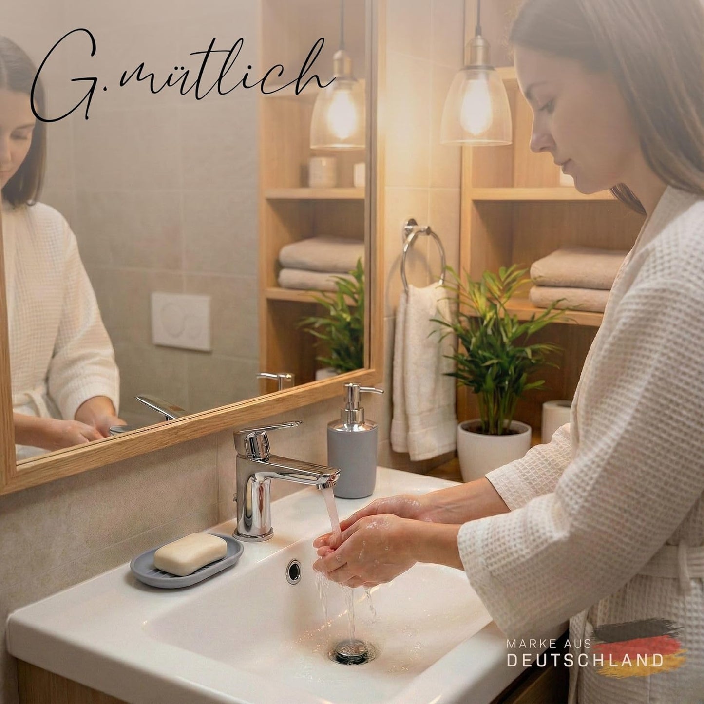 6-teiliges Badezimmer-Zubehörset, Grau