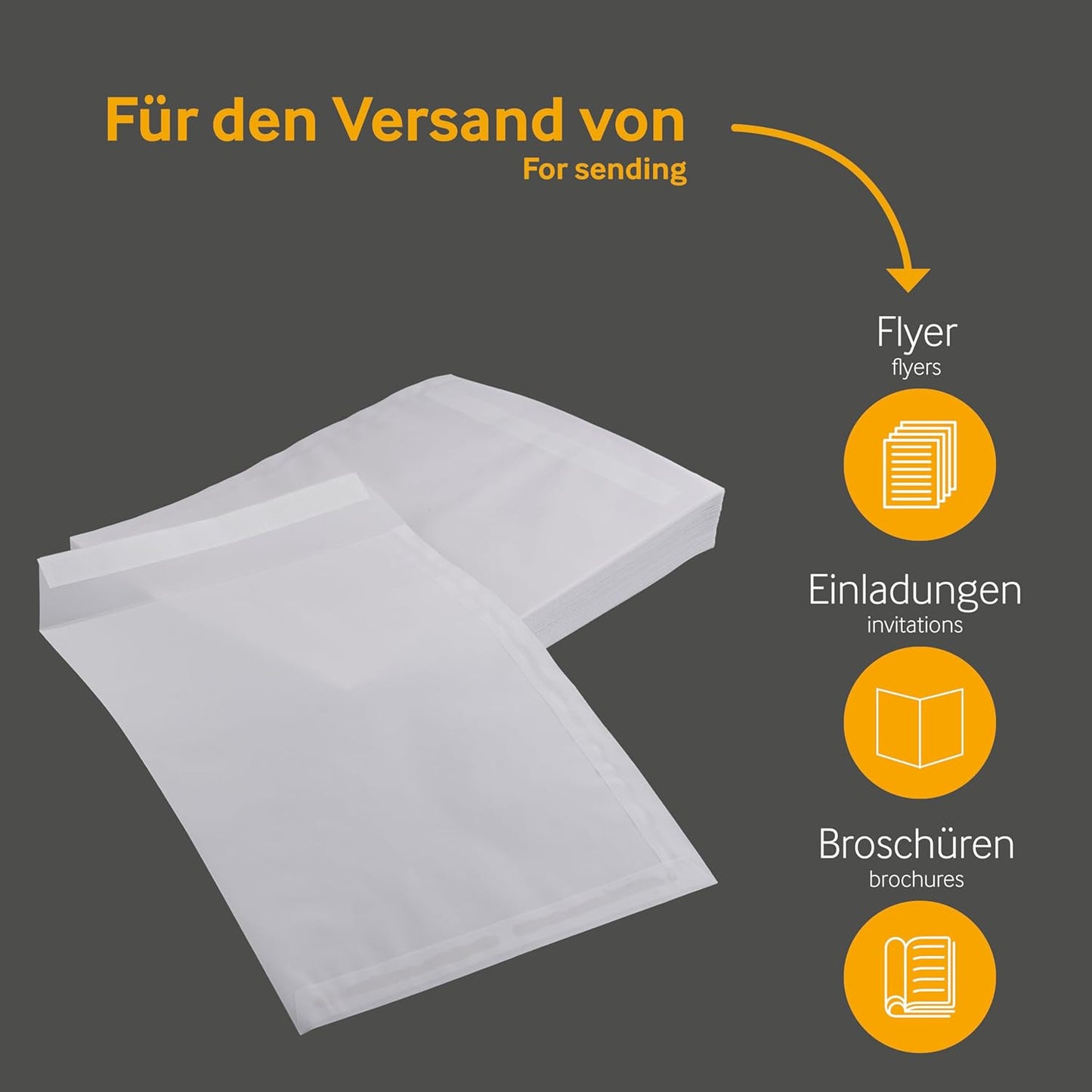 Transparente Versandtaschen DIN B5, 100 Stück, ohne Fenster, DIN B5 Transparent-Weiß