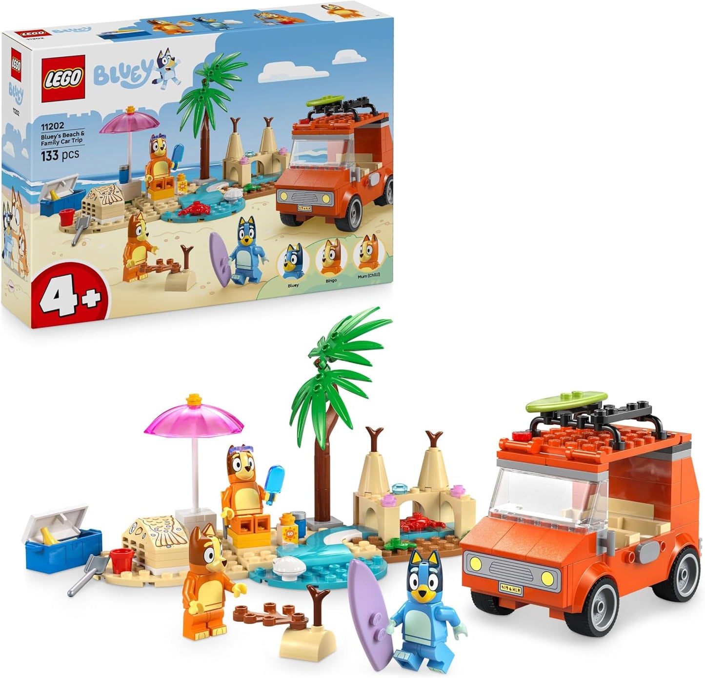 Bluey's Strand- und Familienauto-Spielset