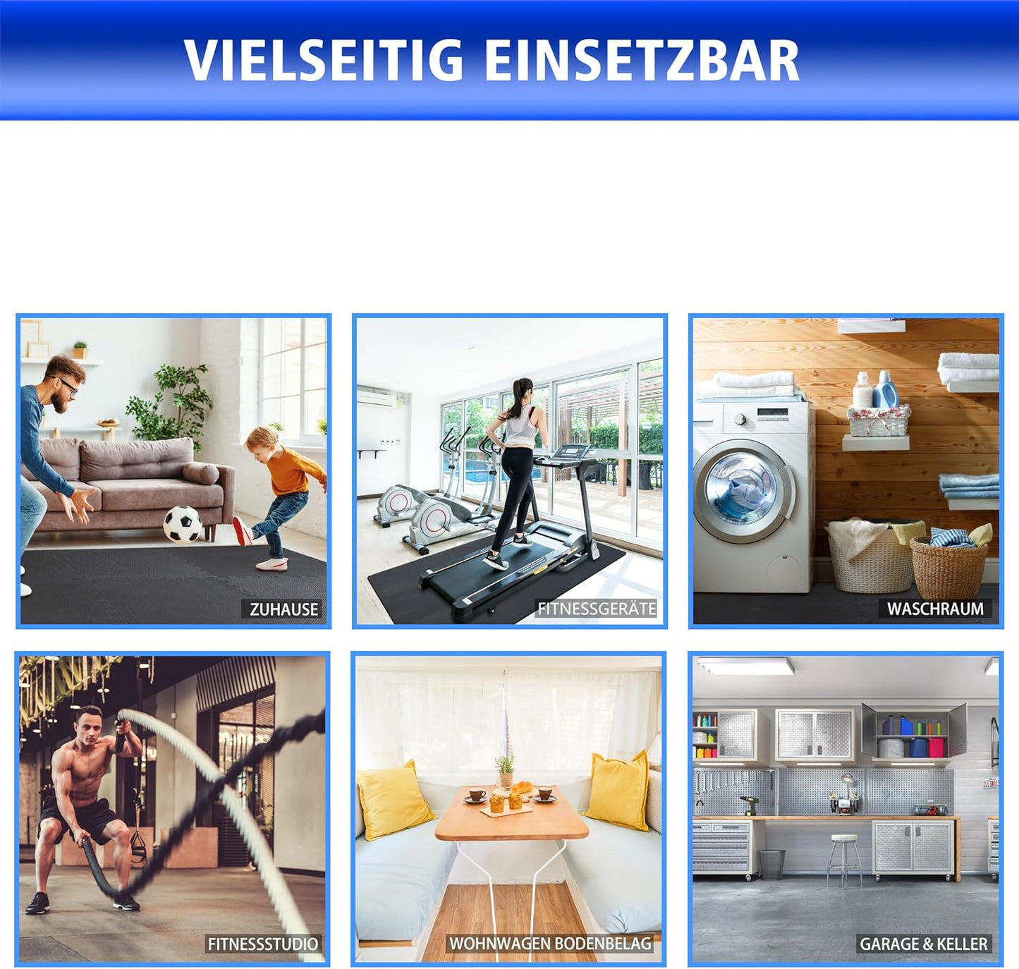 Bodenschutz-Puzzlematte (12 Stück, 3.78 m²), 12 Stück = 3.78 M² - Schwarz