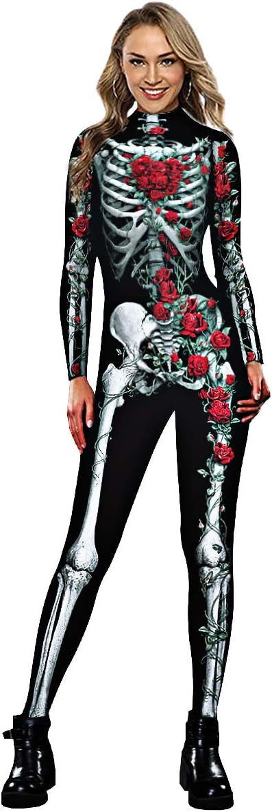 Lady Skull Skelett für Halloween & Karneval, Rose S