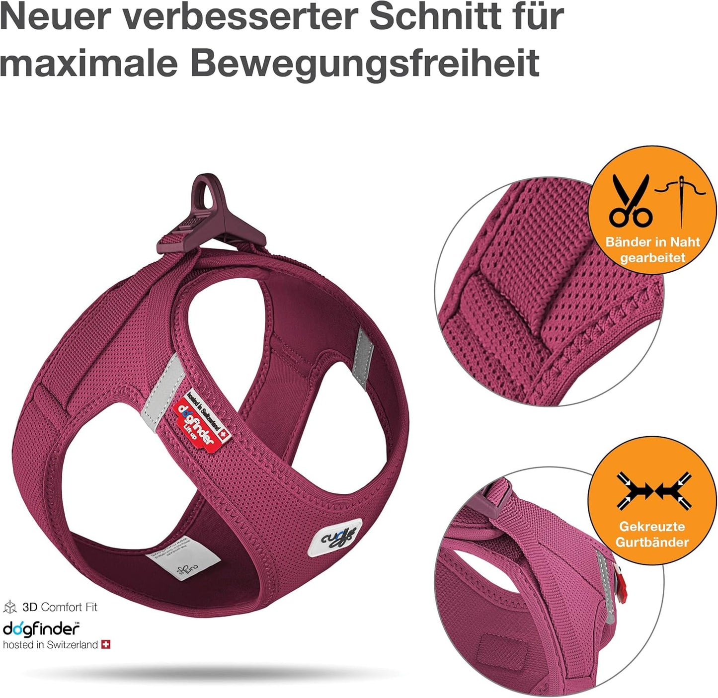 Clasp Air-Mesh Vest Hundegeschirr, Ruby L Einfarbig
