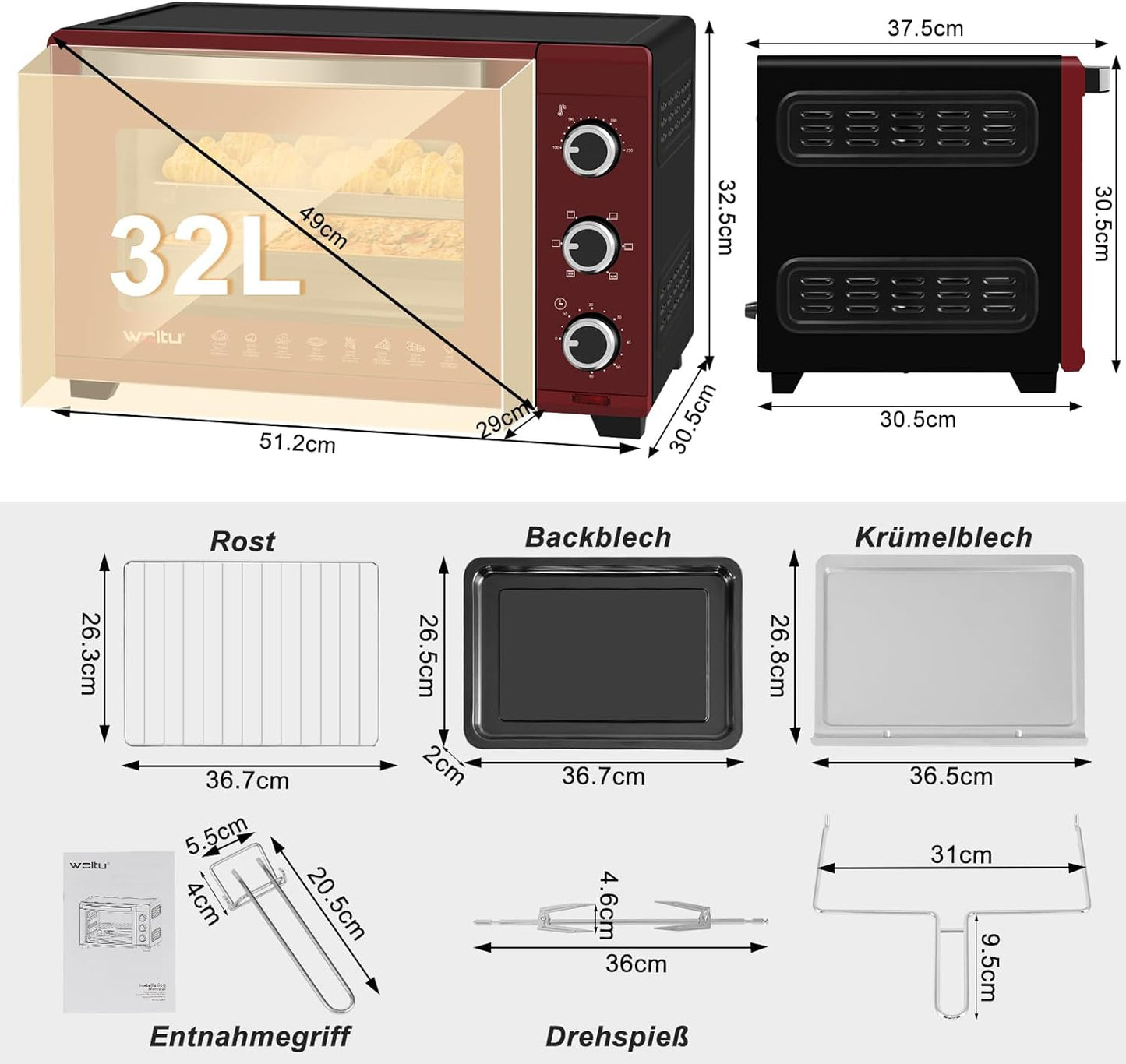 Minibackofen, Schwarz+rot