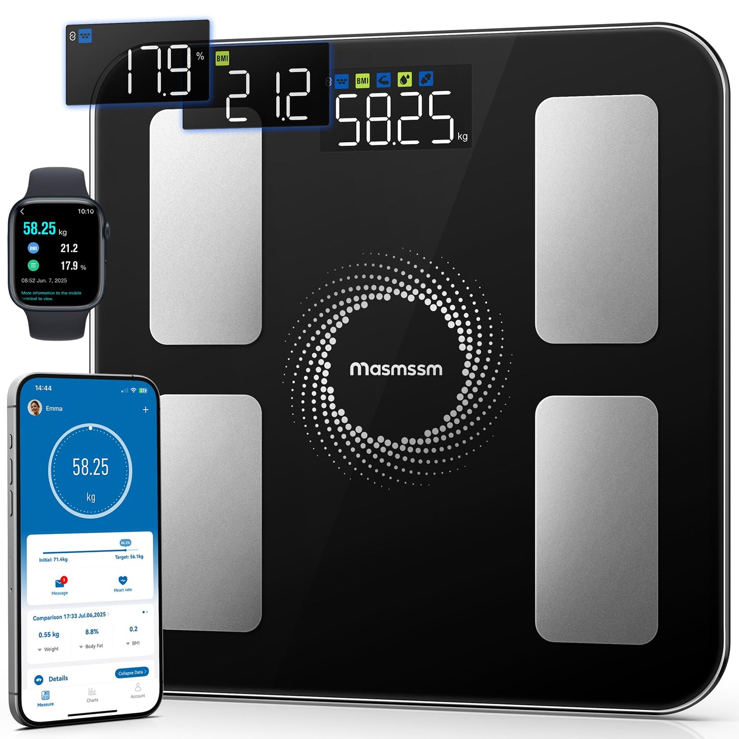 Bluetooth Körperanalysewaage mit 20 Messwerten