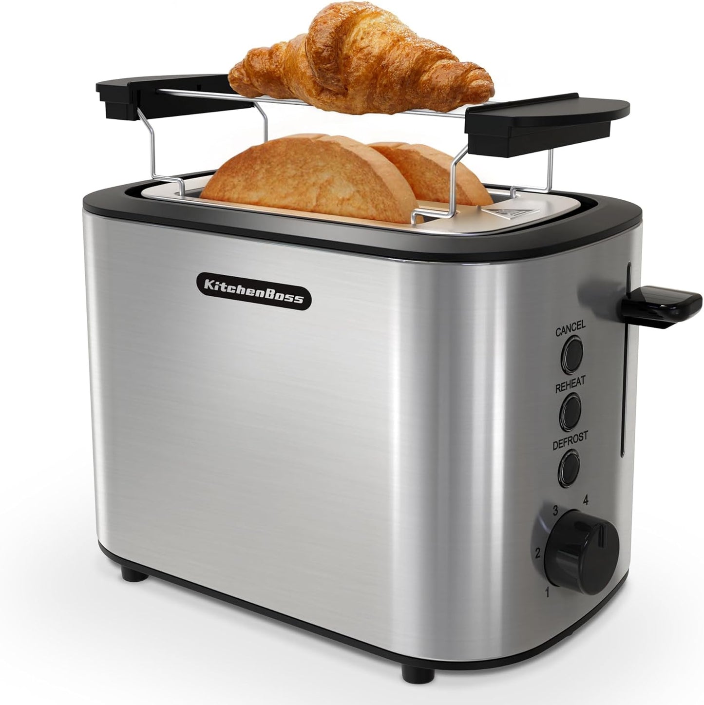 Toaster mit Brötchenaufsatz und herausnehmbarer Krümelschublade