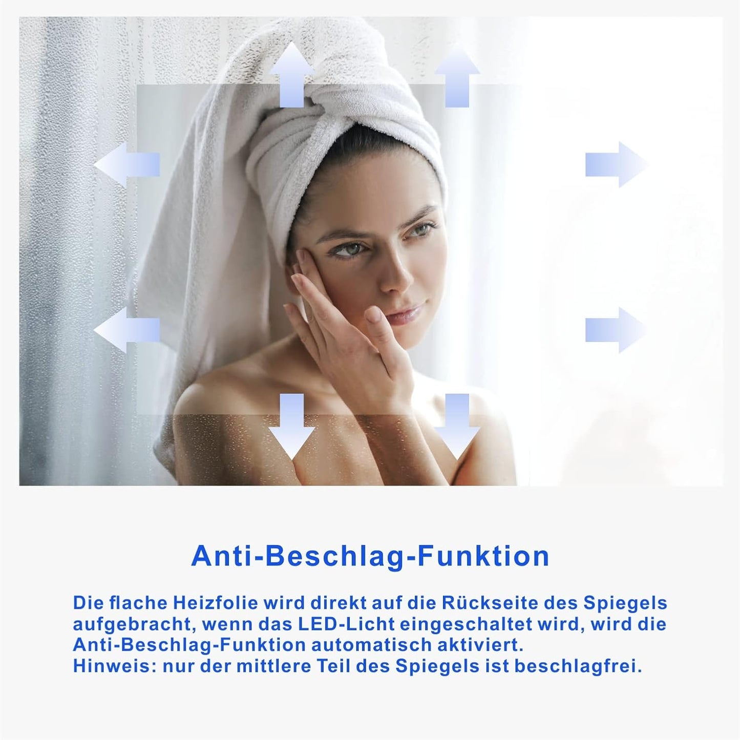 Badezimmerspiegel mit LED-Beleuchtung und Ablage, Schortens-Serie, 70L x 50B cm, Schortens-serie