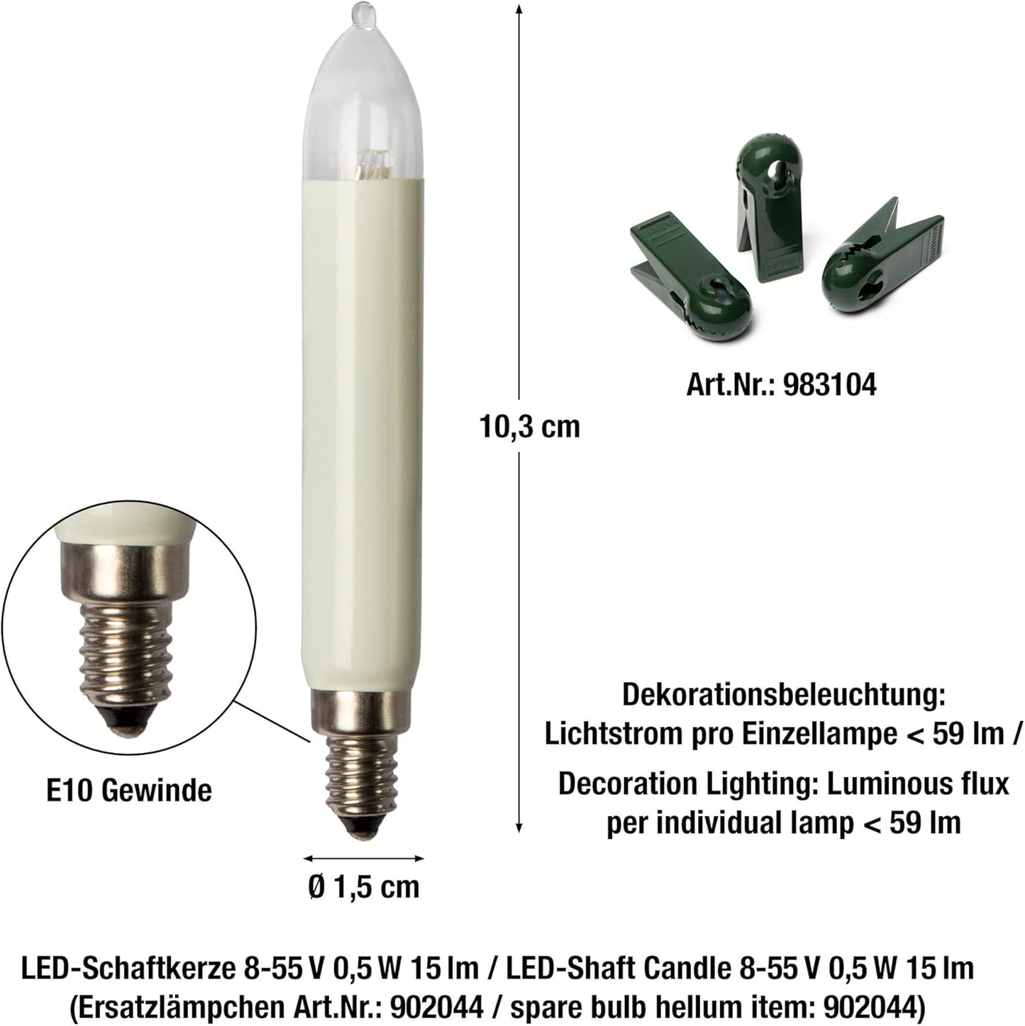Christbaumbeleuchtung, 15 LED / 9,8m beleuchtet, Ohne Flackereffekt