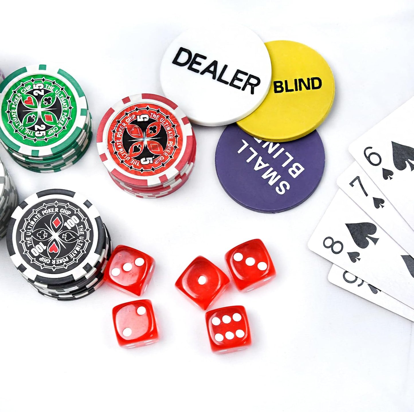 Pokerkoffer Set mit 500 Laserchips und Zubehör, Schwarz
