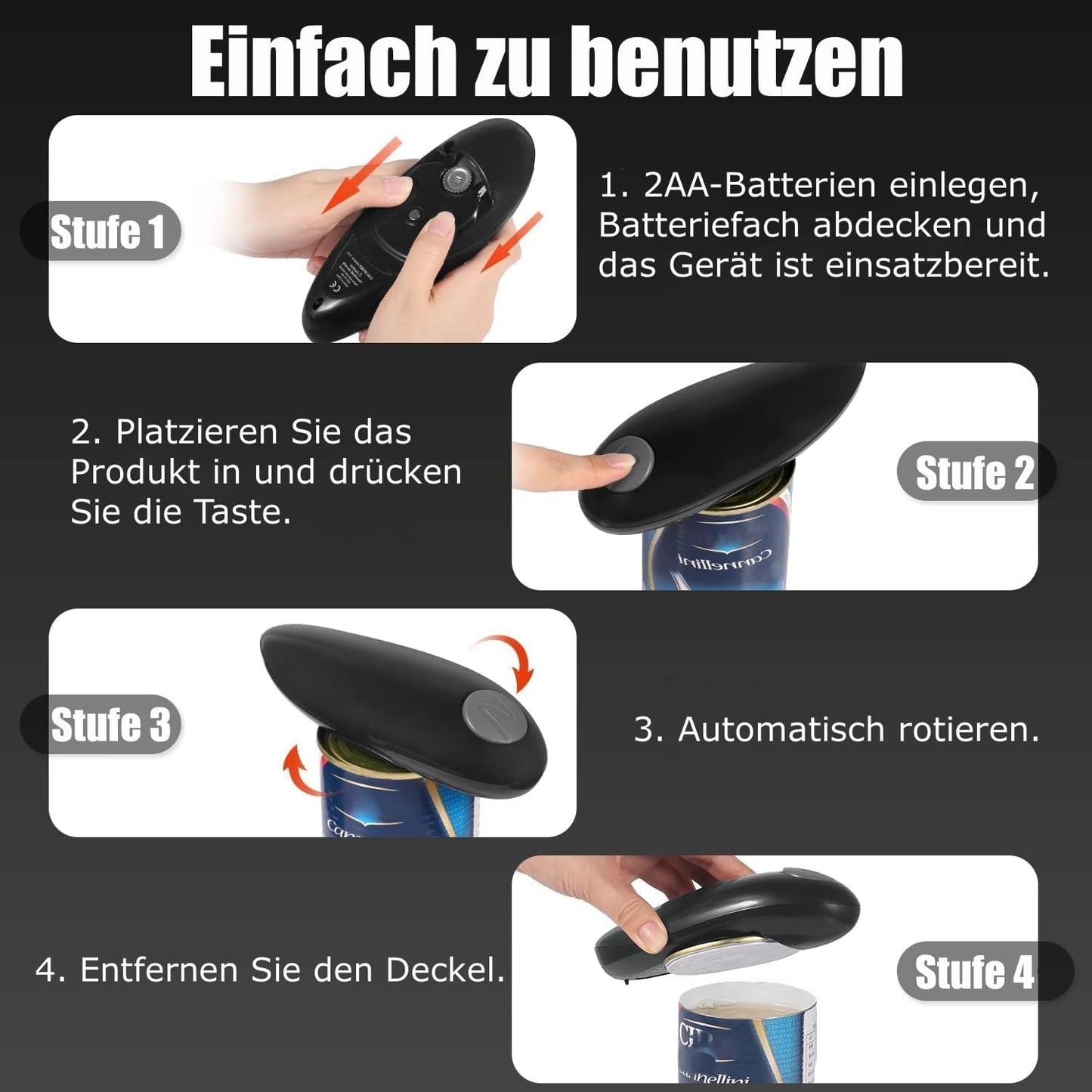 Elektrischer Dosenöffner KC08, Schwarz