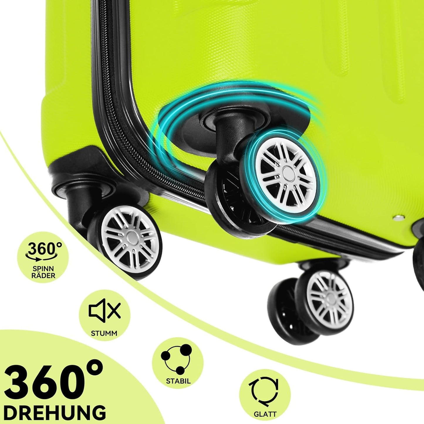 Hartschalen-Handgepäckkoffer mit Zwillingsrollen (55cm), Grün Handgepäck (55cm)
