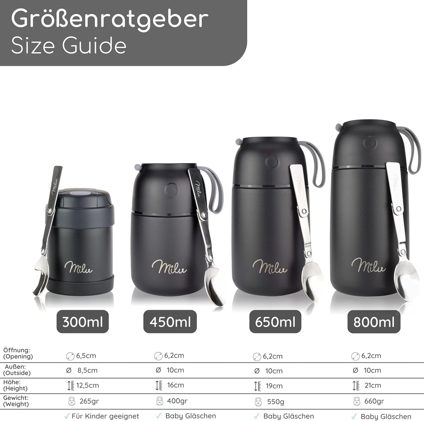 Thermobehälter mit Löffel, Navyblau / 450ml