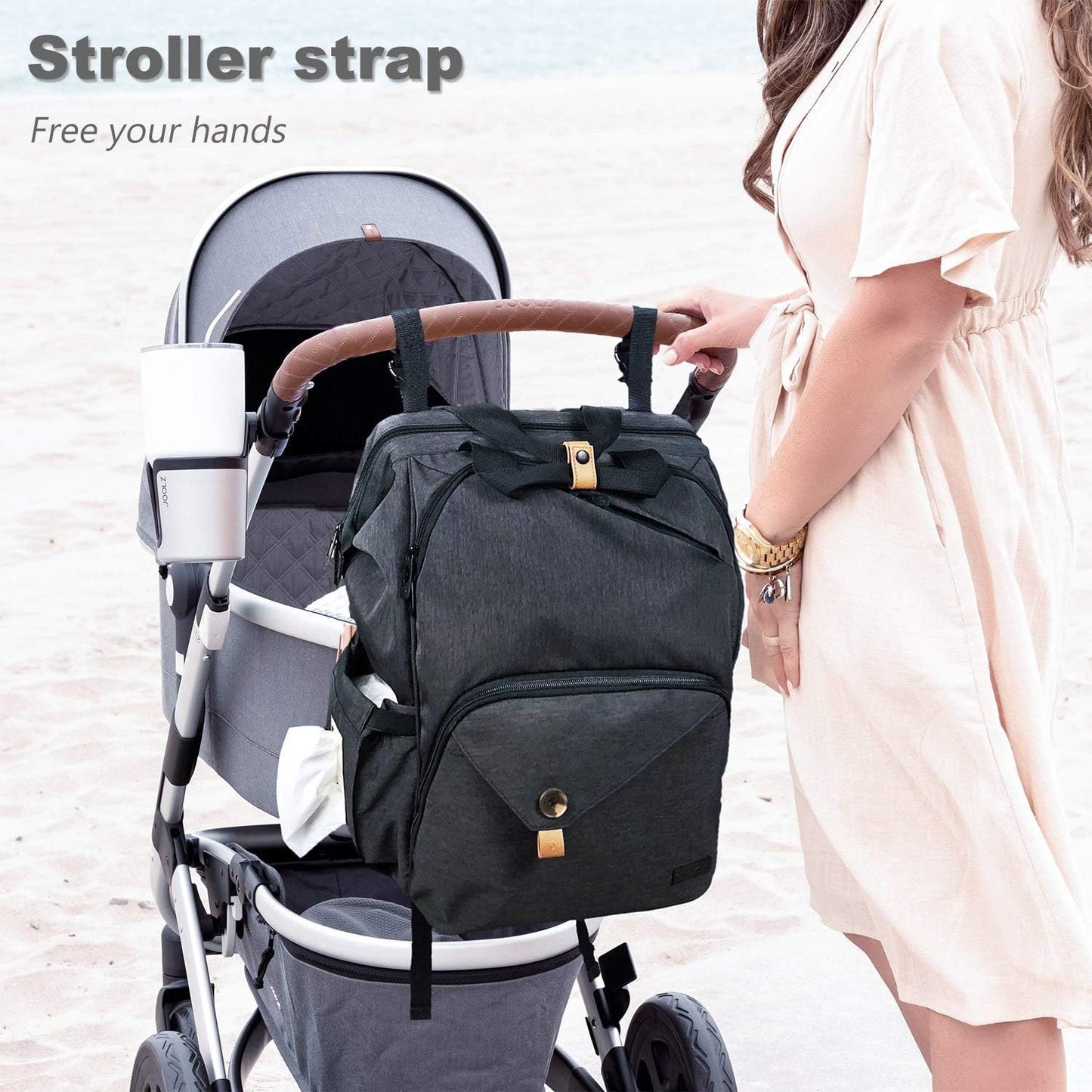 Baby Wickelrucksack mit grosser Kapazität, L Schwarz
