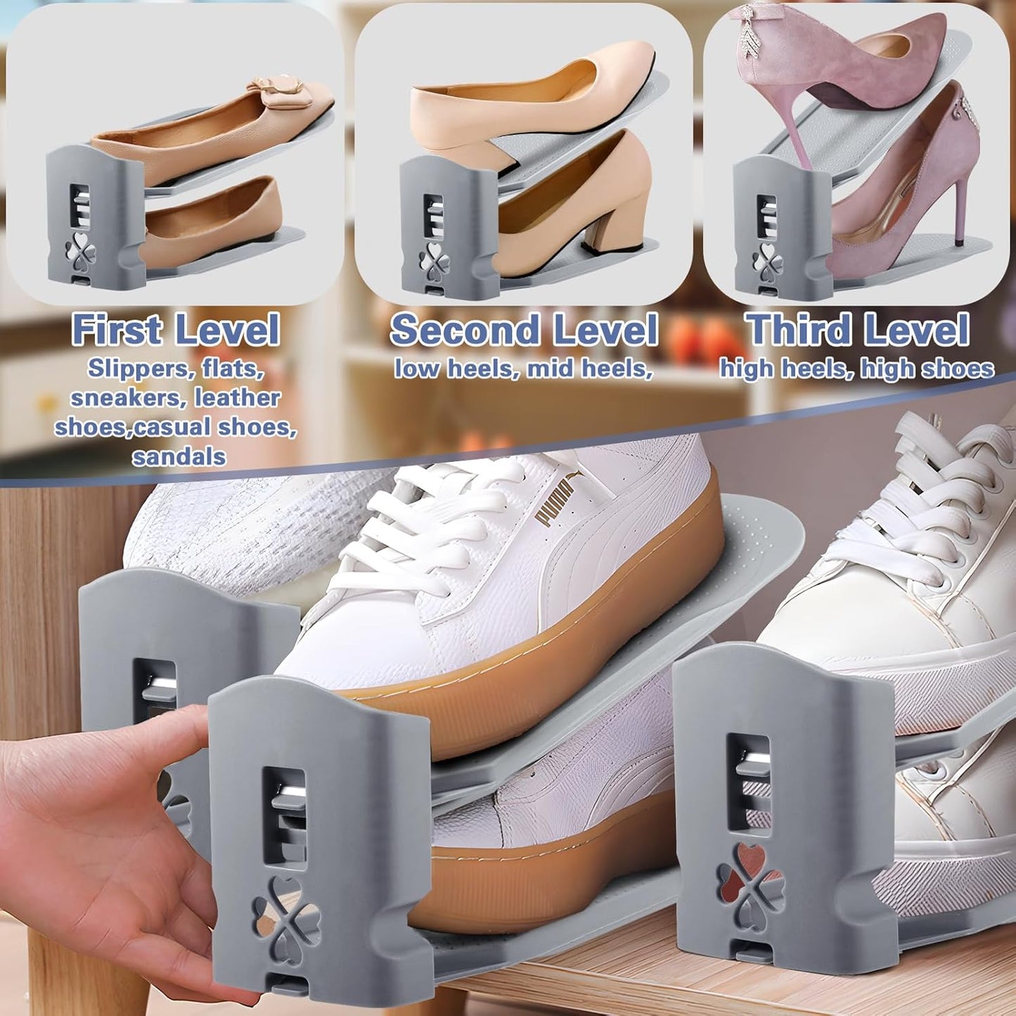 Einstellbare Schuhhalter, 10 Stück, platzsparend