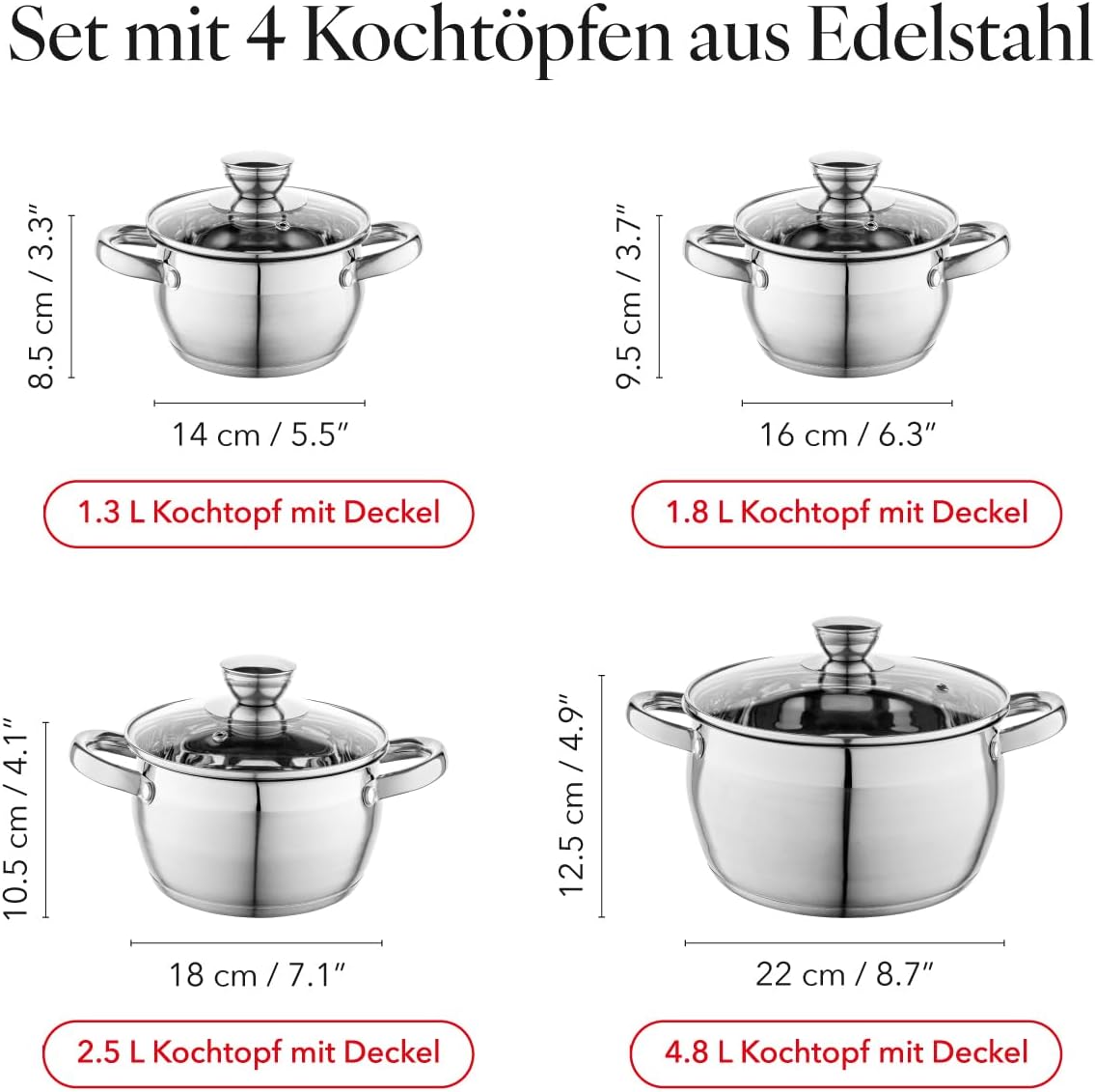 4-teiliges Kochtopf-Set Oliver, Oliver 8-Teilig