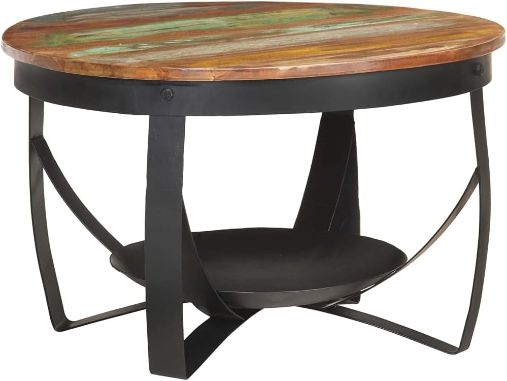 Couchtisch im Industriestil aus recyceltem Holz, recyceltes Massivholz 68 x 43 cm