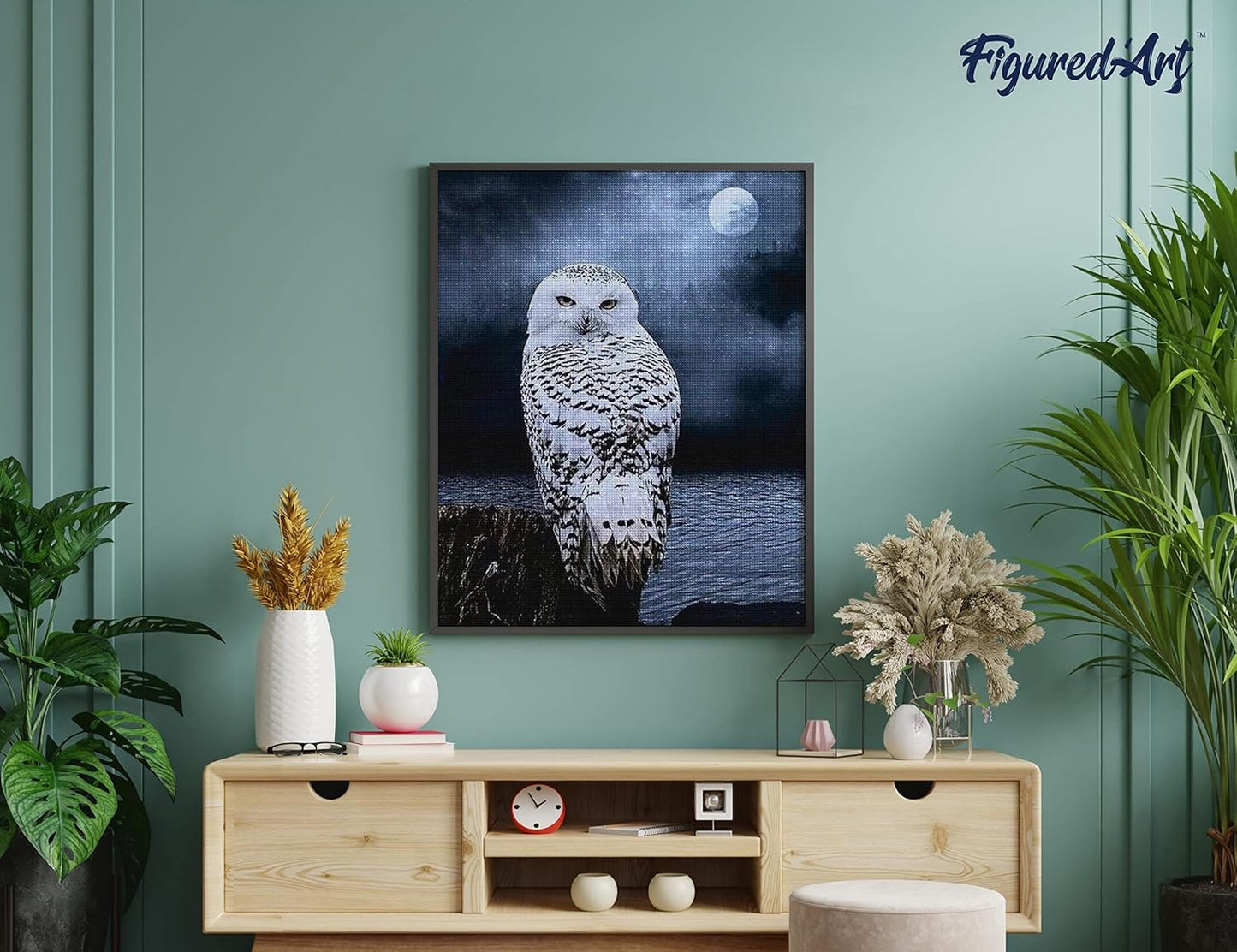 Diamond Painting, 40 x 50 cm, Weiße Eule 40x50cm (Ohne Rahmen)