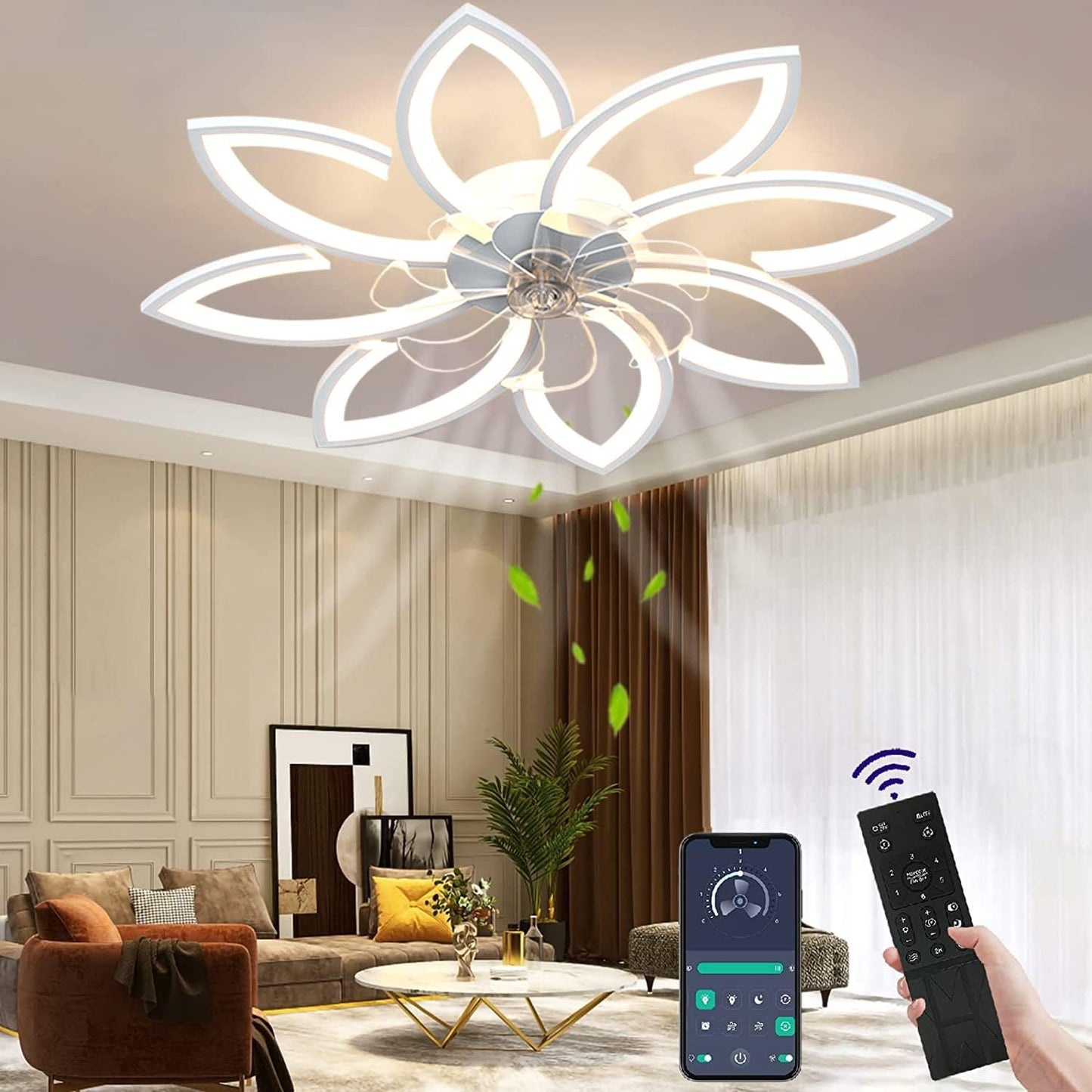 Deckenventilator mit LED-Beleuchtung und Fernbedienung, 90CM