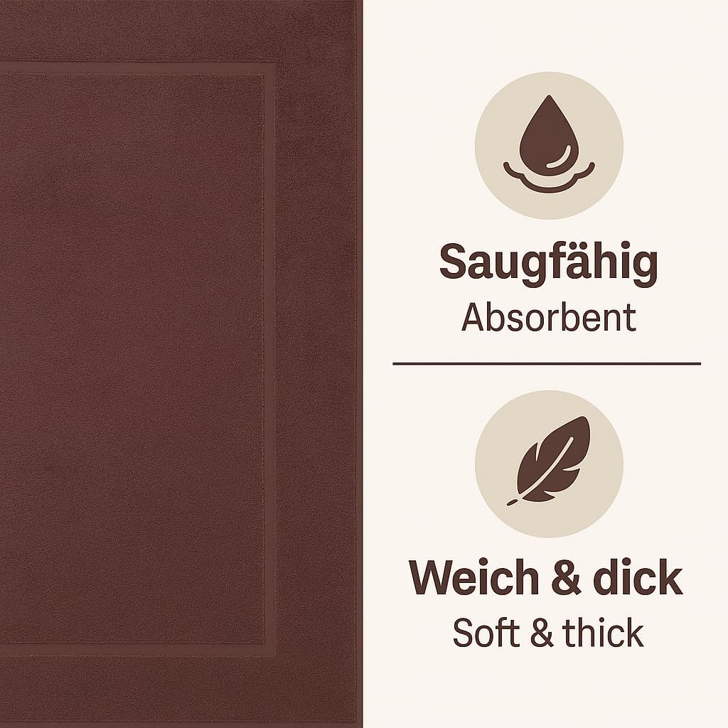 2er-Set Badematten, 50x70 cm, 2x Badvorleger Nuss