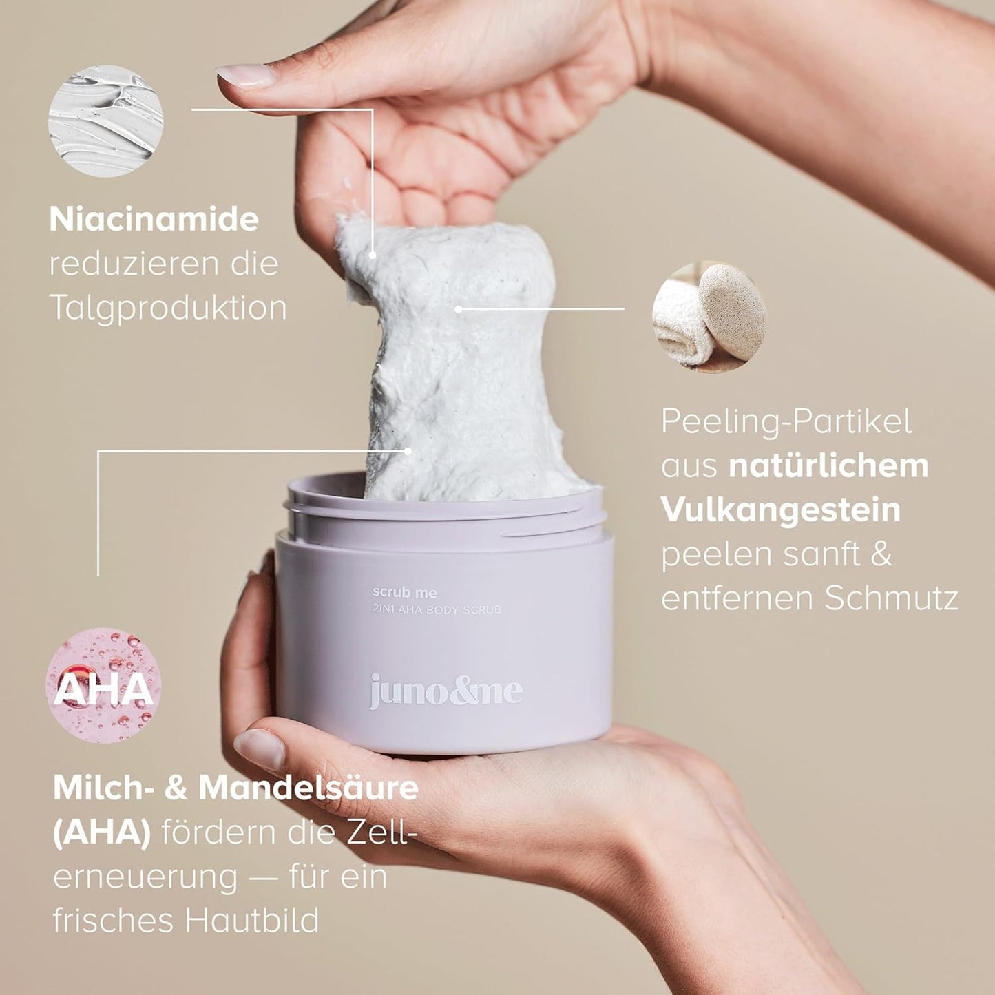 2in1 AHA Body Scrub: Körperpeeling mit Vulkangestein, Body Scrub Relaunch