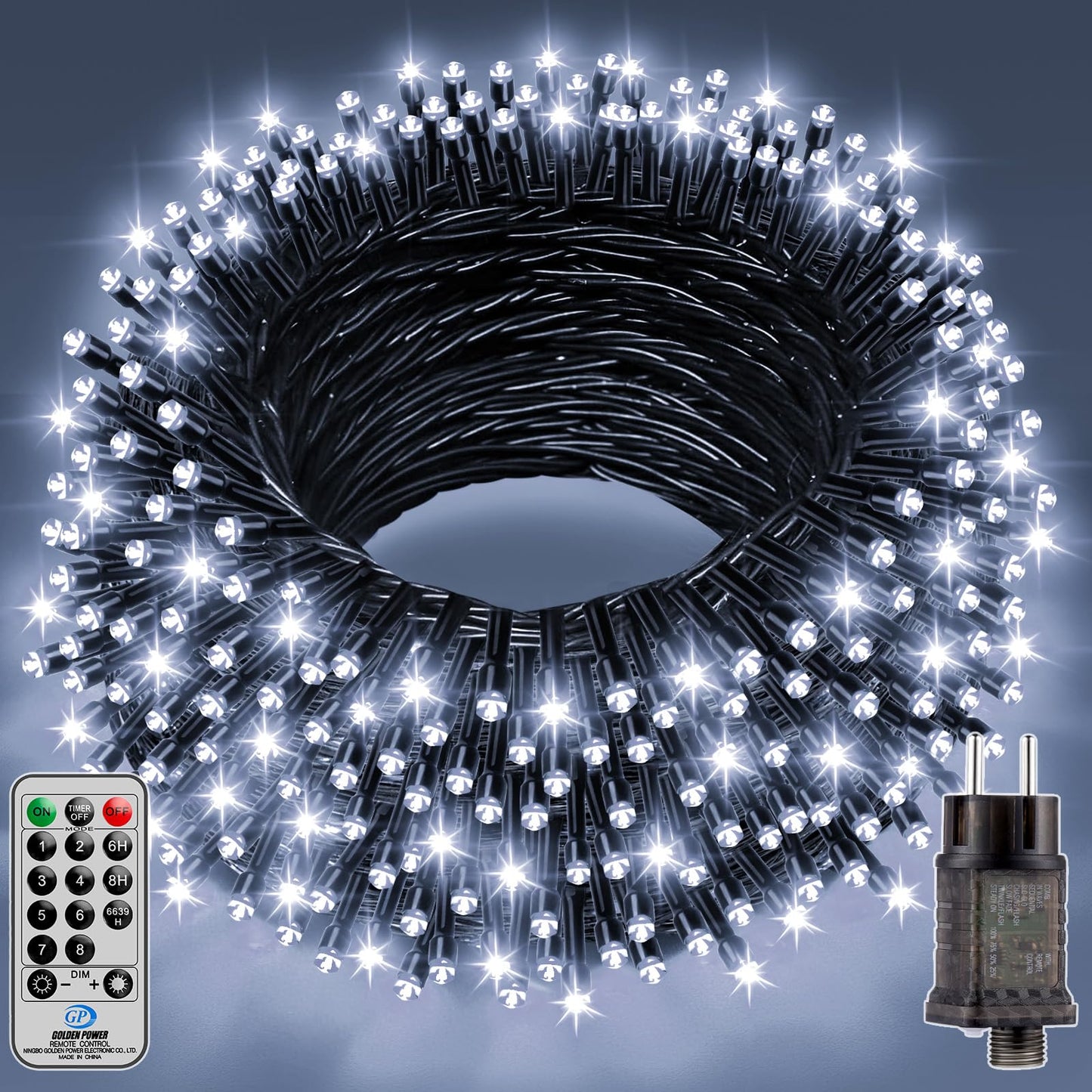 LED-Weihnachtsbaum-Lichterkette mit Fernbedienung, 25M Weiss