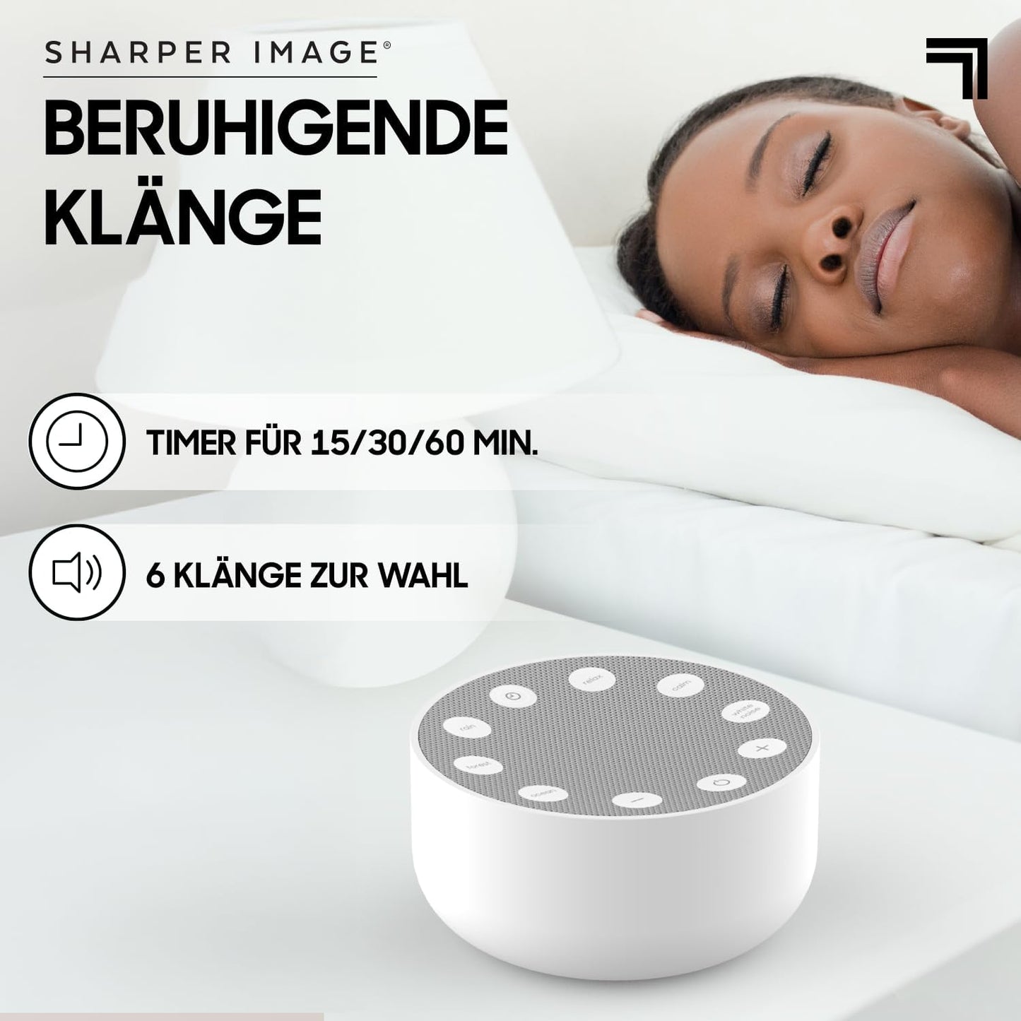 White Noise Maschine mit 6 Klängen, Weiss