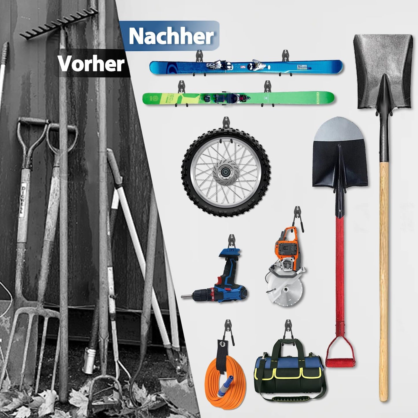 14-teiliges Wandhaken-Set, Schwarz 14pc
