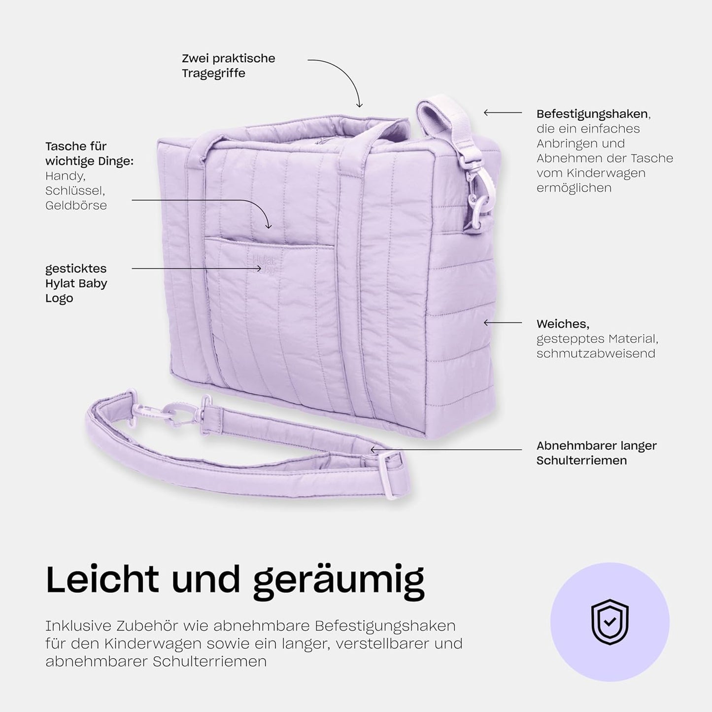 Wickeltasche mit Wickelunterlage und Tasche, Violett Wickeltasche