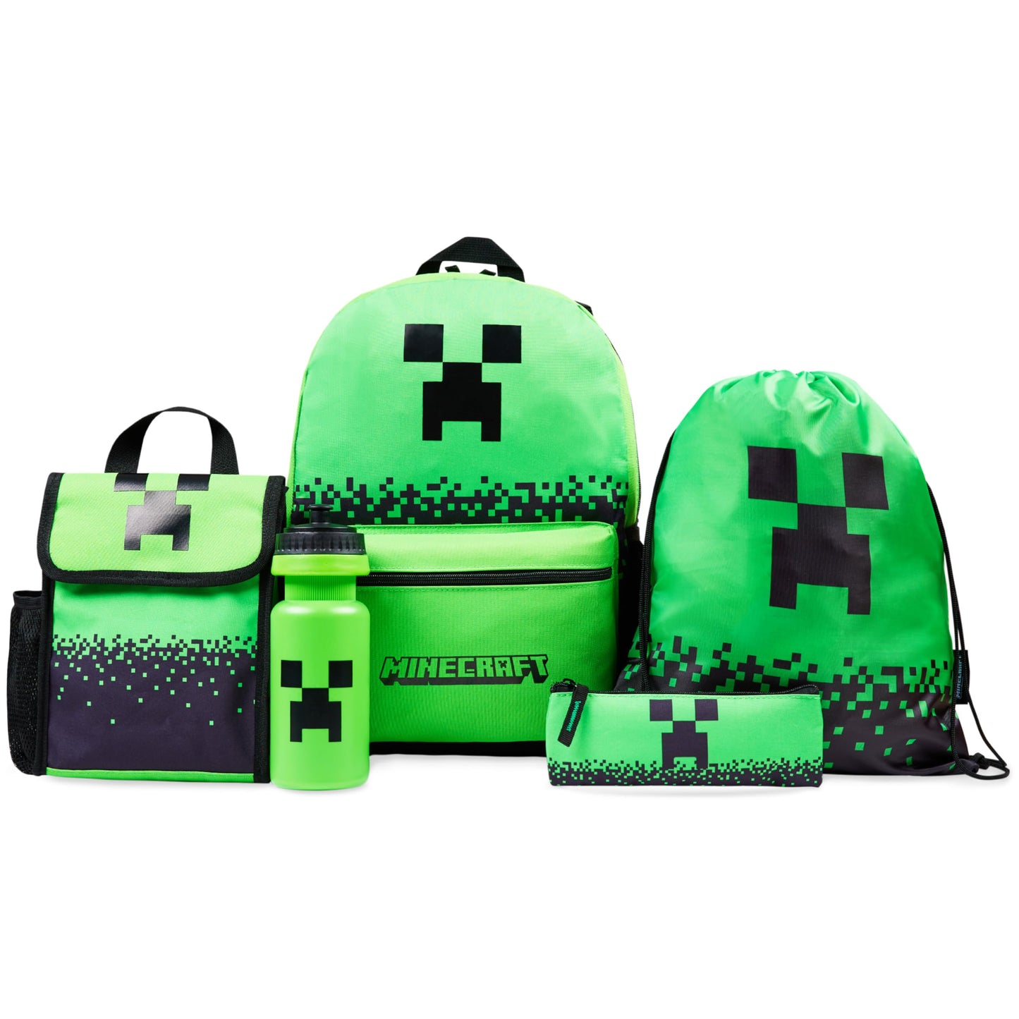Minecraft Schulrucksack-Set, Grün Rucksack-Set 5-teilig