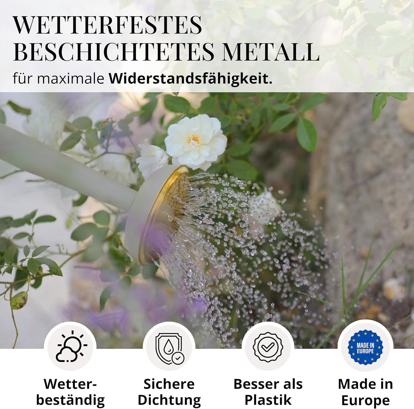 Giesskanne aus Metall mit abnehmbarer Brause (5L), Moosgrau