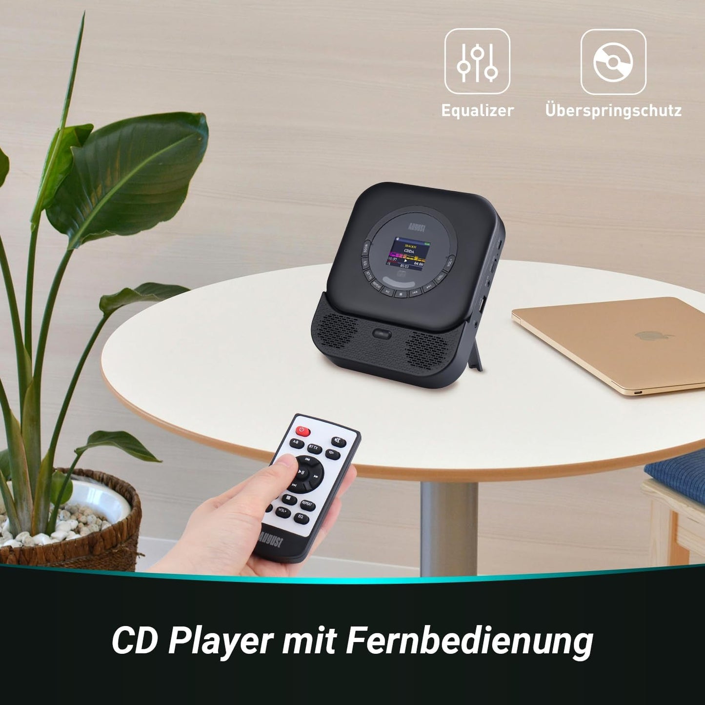Tragbarer Bluetooth CD-Player mit Lautsprecher